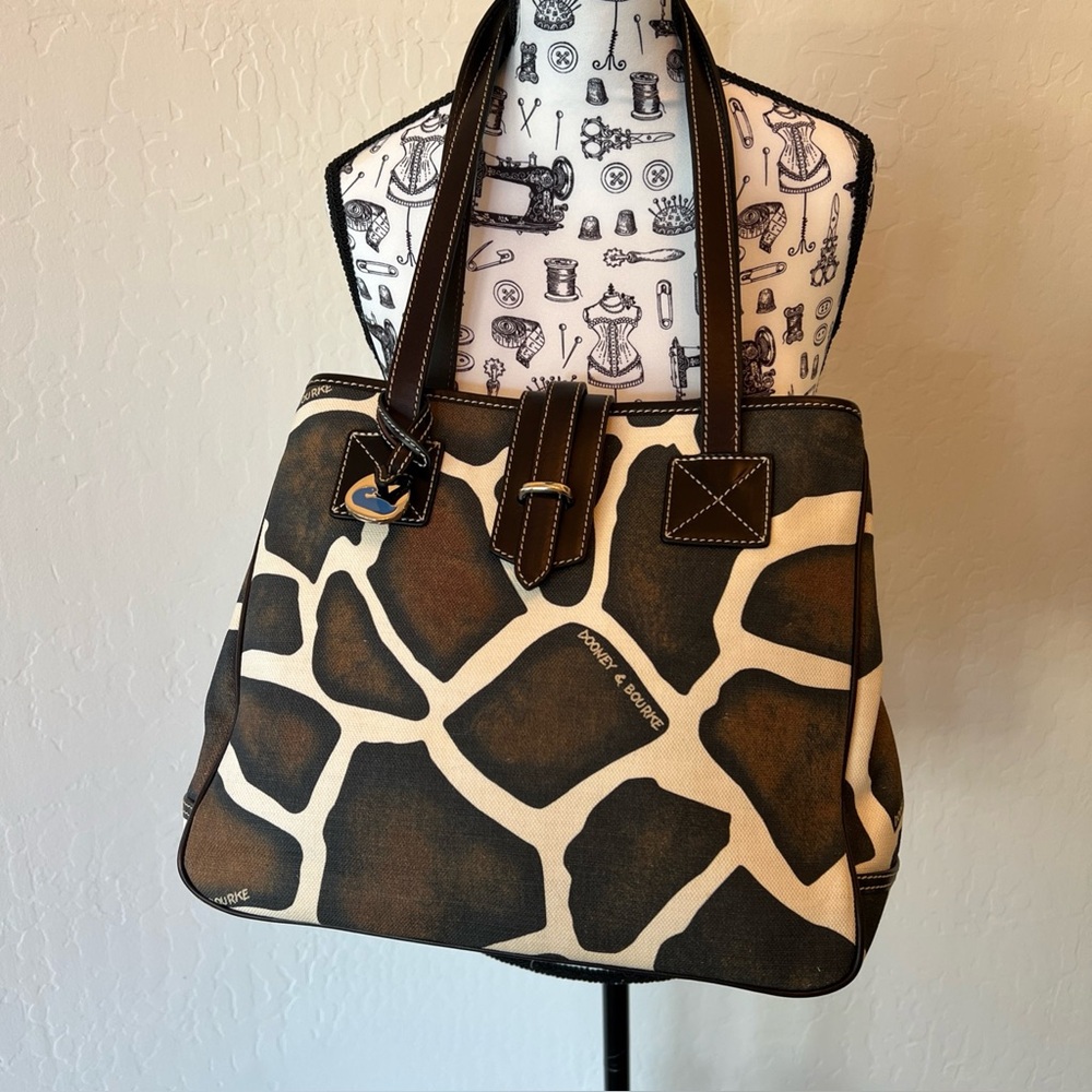 Dooney & Bourke Giraffe Print Tote in Brown and Cream